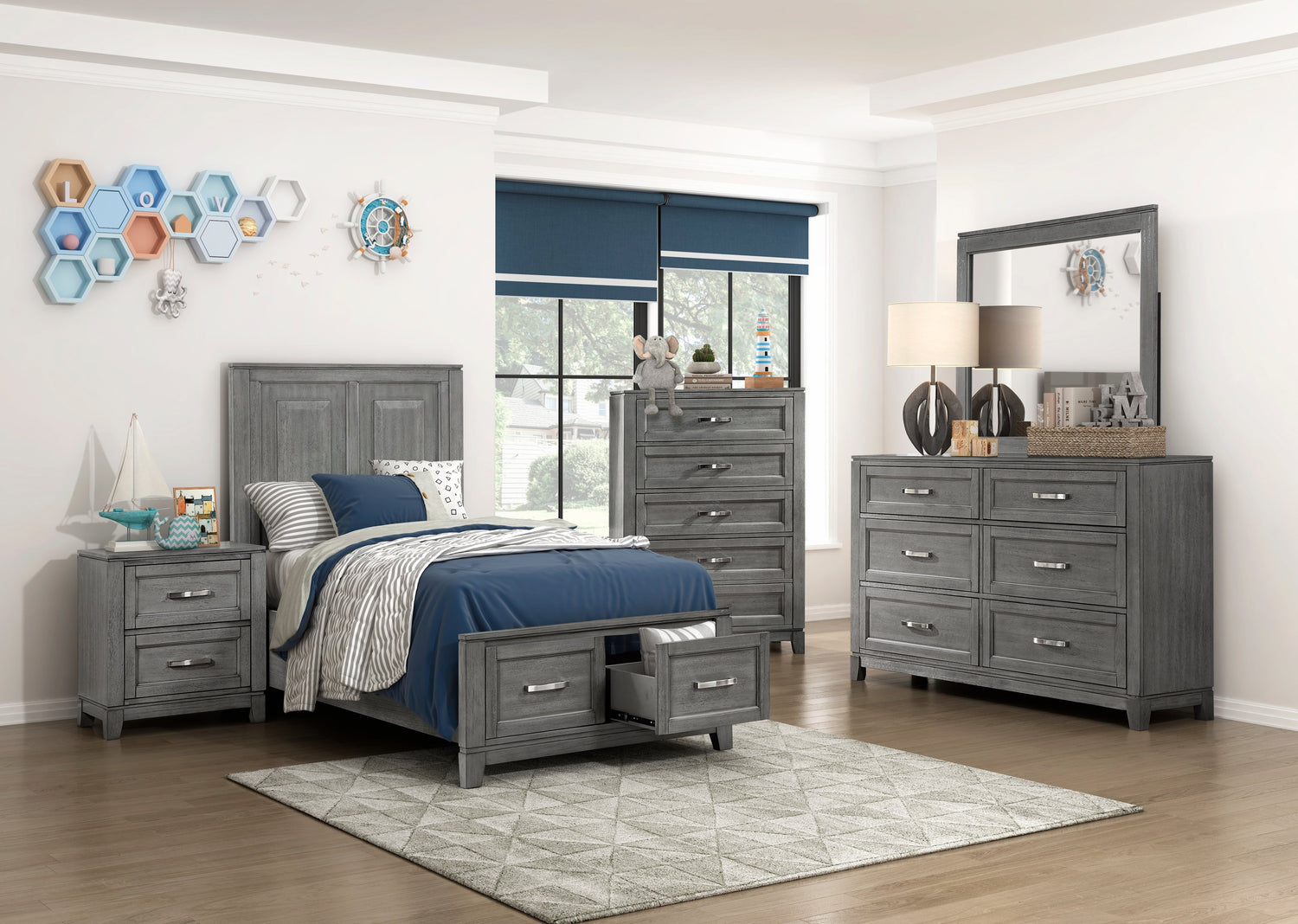 Garretson Gray Twin Storage Platform Bed from Homelegance - Luna Furniture