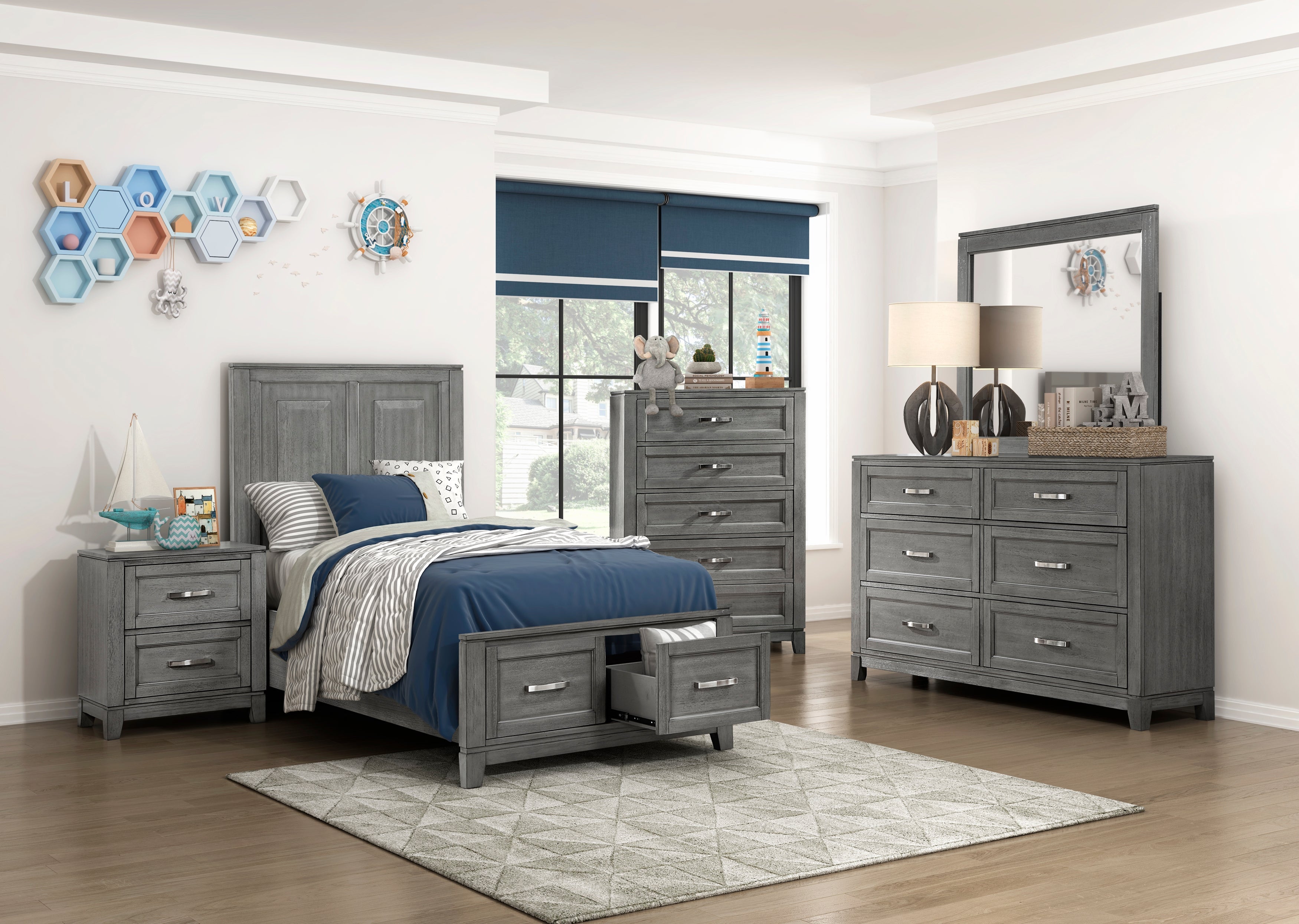 Garretson Gray Twin Storage Platform Bed from Homelegance - Luna Furniture