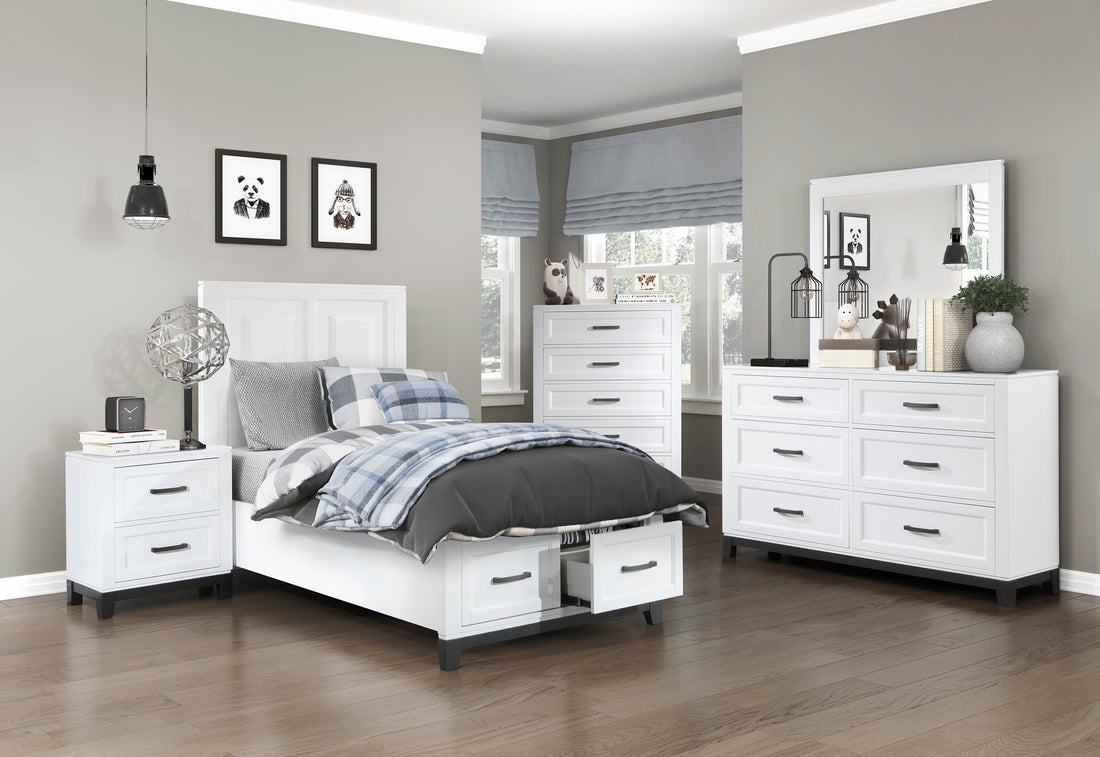 Garretson White Twin Storage Platform Bed from Homelegance - Luna Furniture