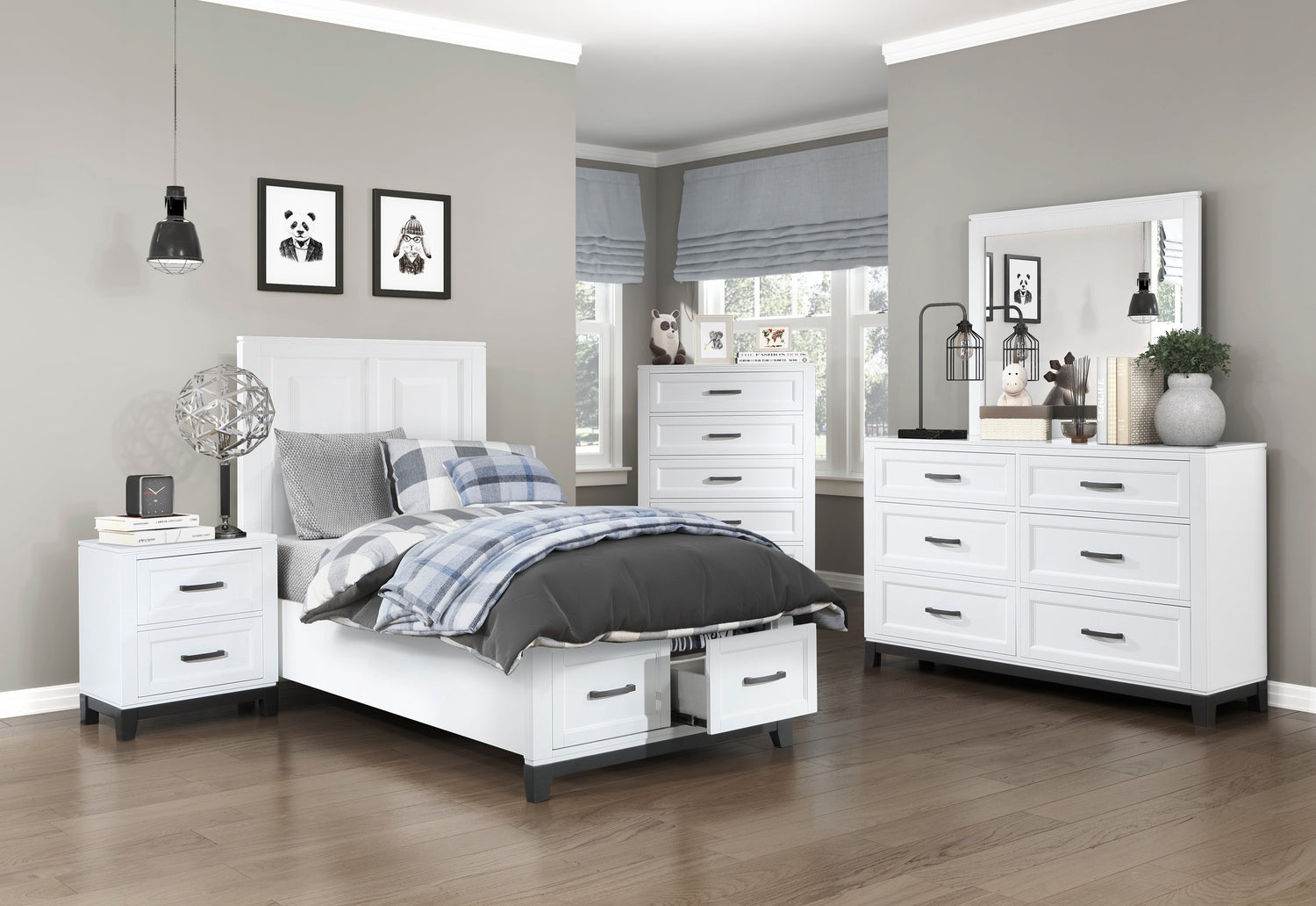 Garretson White Twin Storage Platform Bed from Homelegance - Luna Furniture