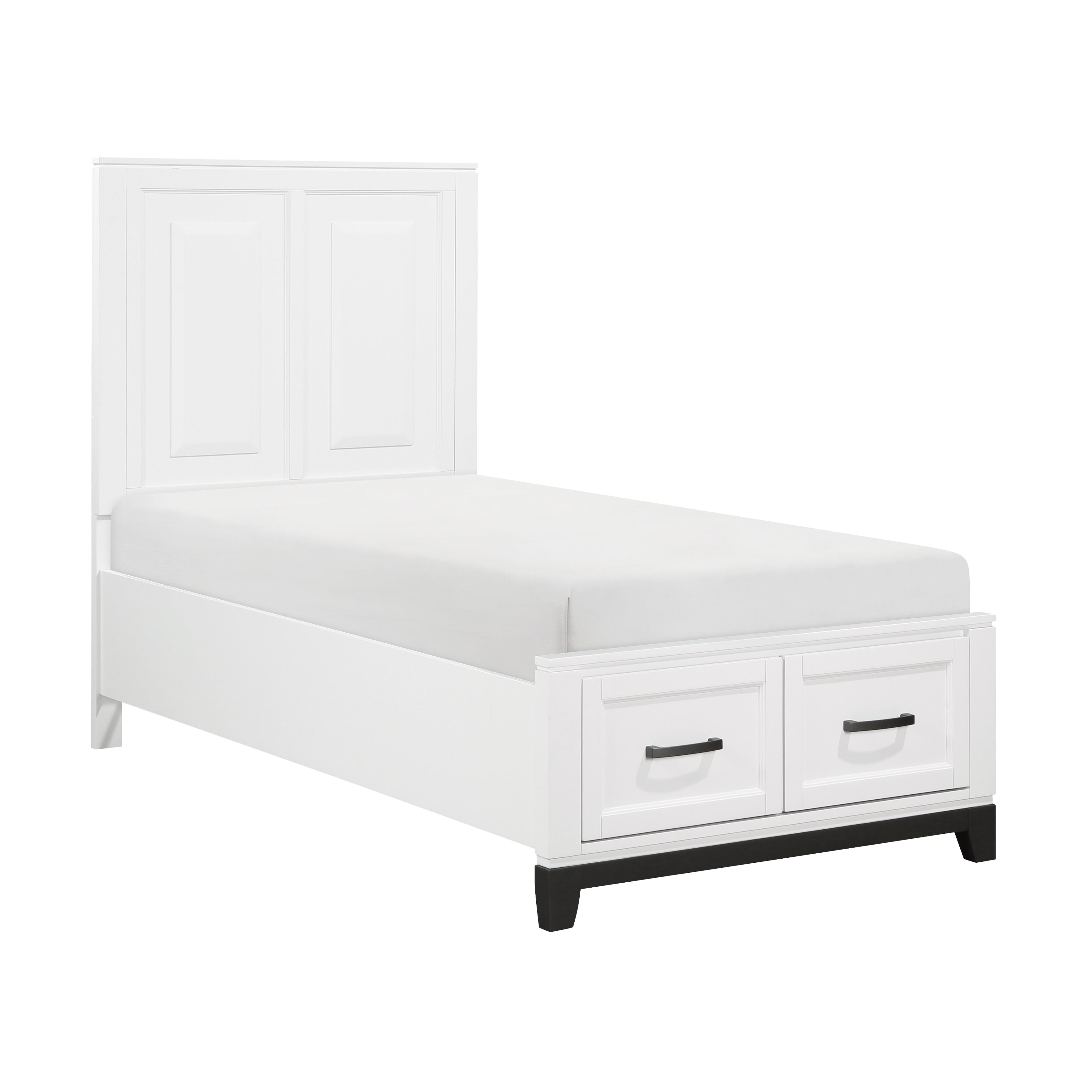 1450WHT-1*4 4-Piece Youth Bedroom Set (Twin Bed, Nightstand, Dresser, Mirror) from Homelegance - Luna Furniture