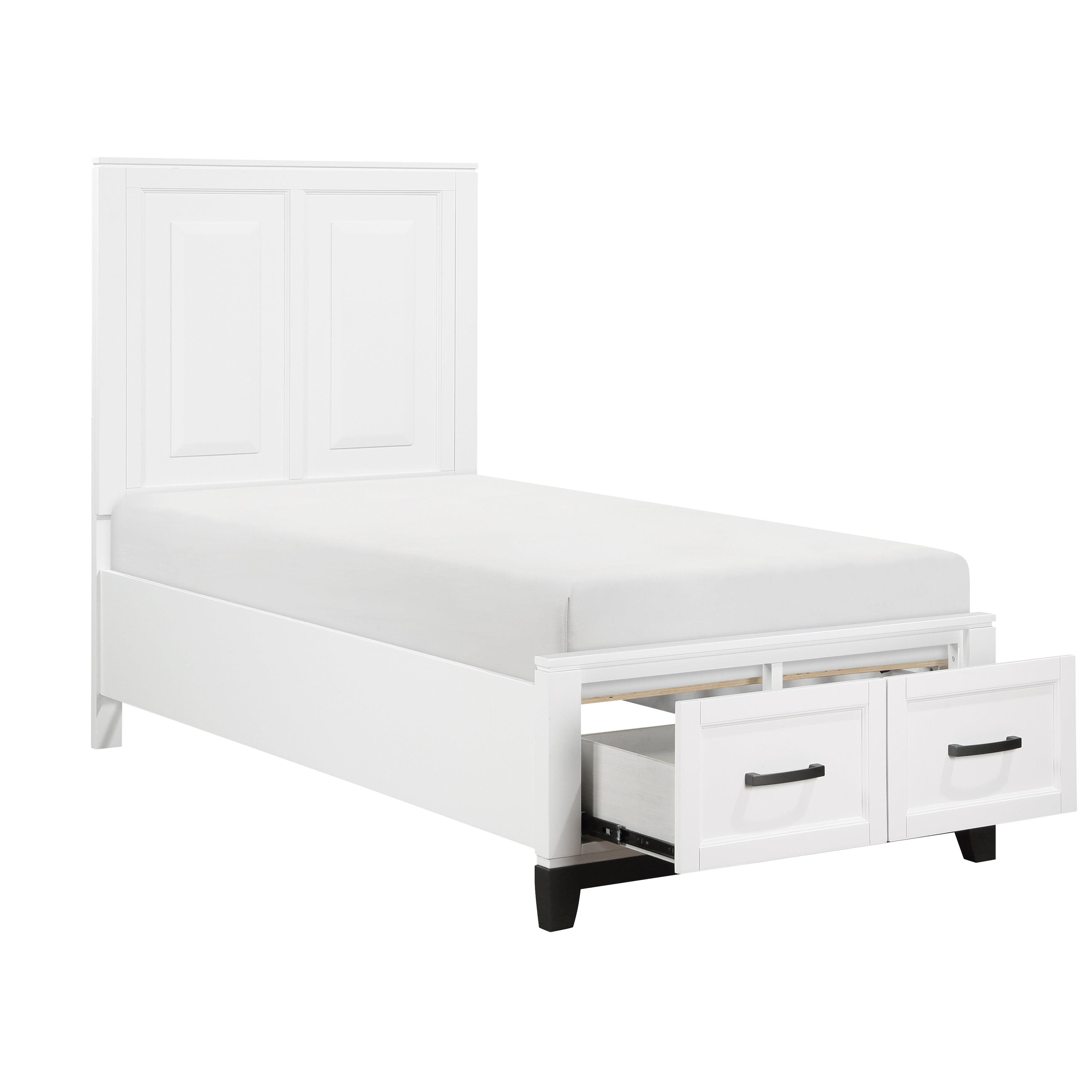 1450WHT-1*4 4-Piece Youth Bedroom Set (Twin Bed, Nightstand, Dresser, Mirror) from Homelegance - Luna Furniture