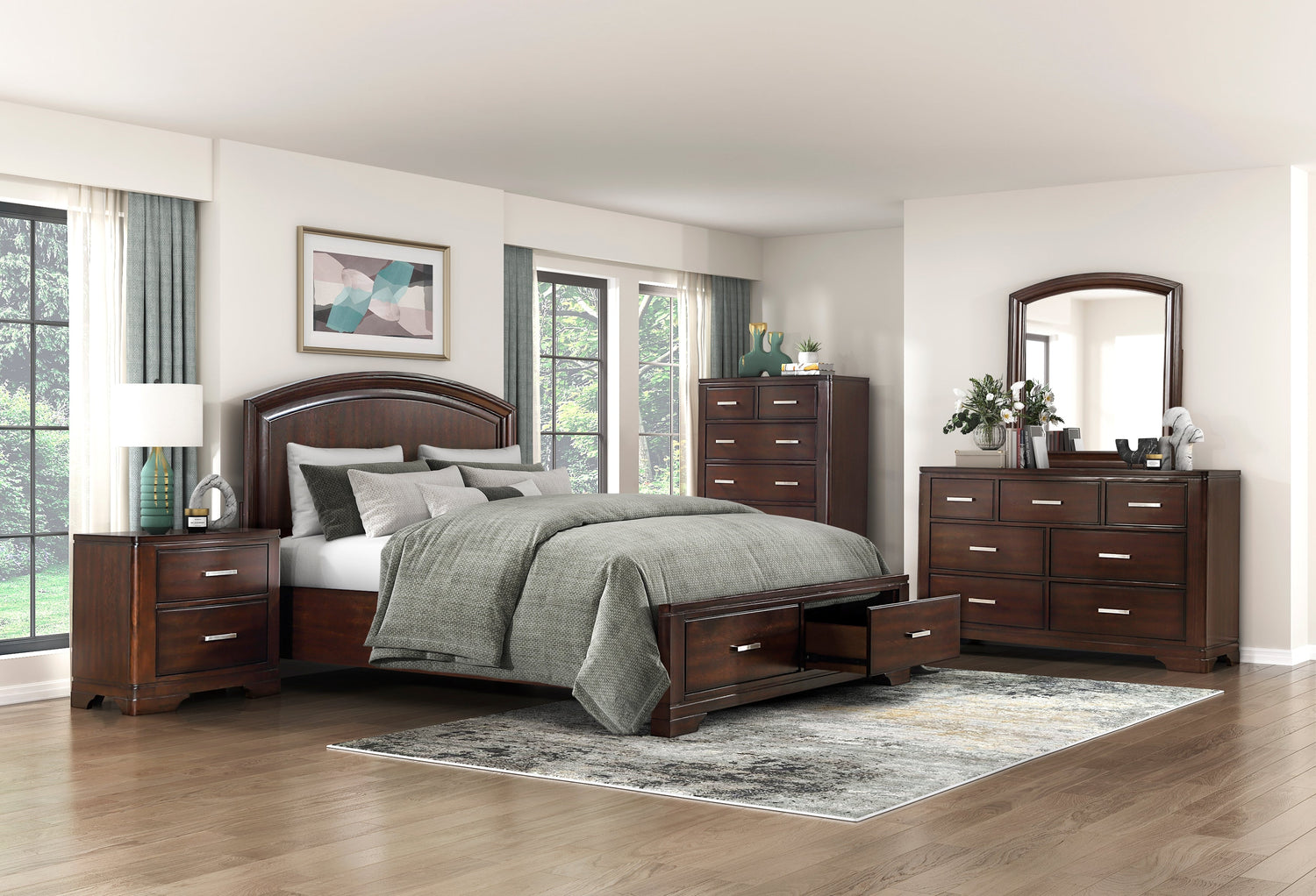 Hudson Cherry Queen Storage Platform Bed from Homelegance - Luna Furniture