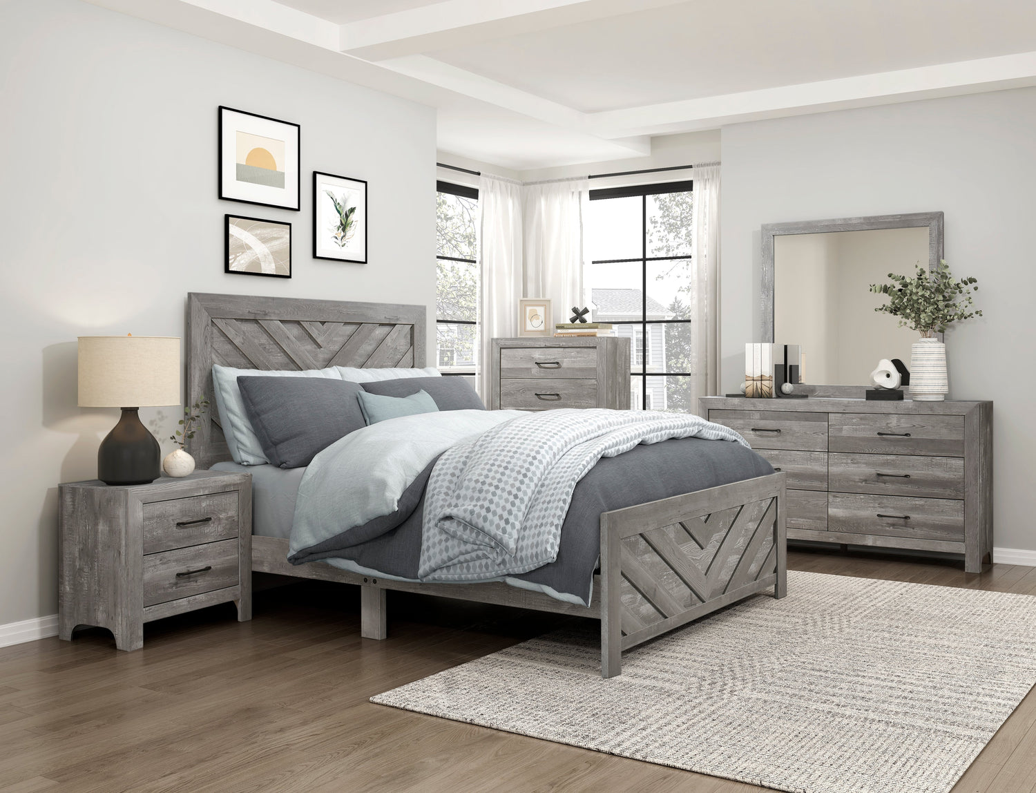 Corbin Gray V-Pattern Panel Bedroom Set from Homelegance - Luna Furniture