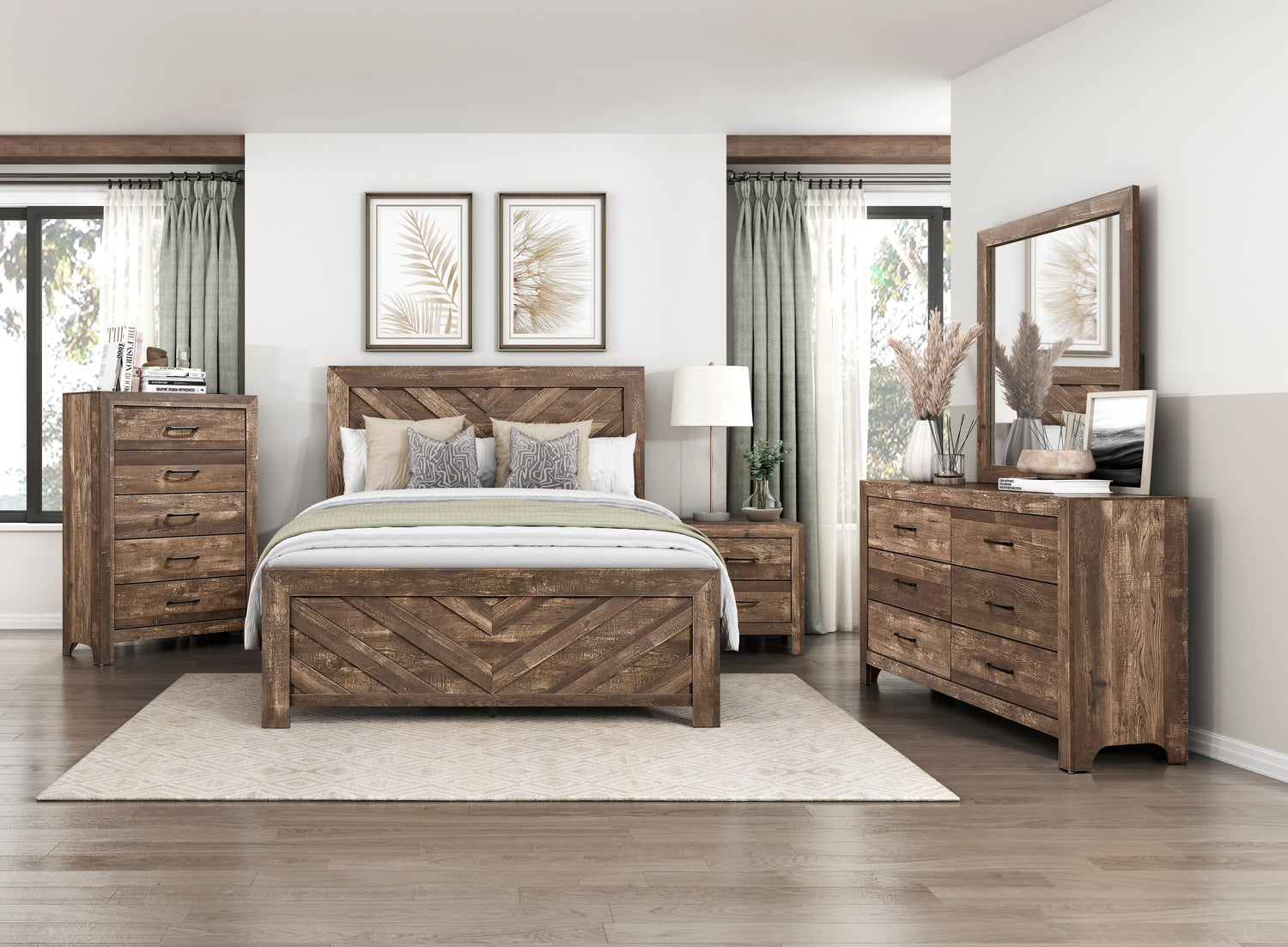Corbin Brown V-Pattern Panel Bedroom Set from Homelegance - Luna Furniture