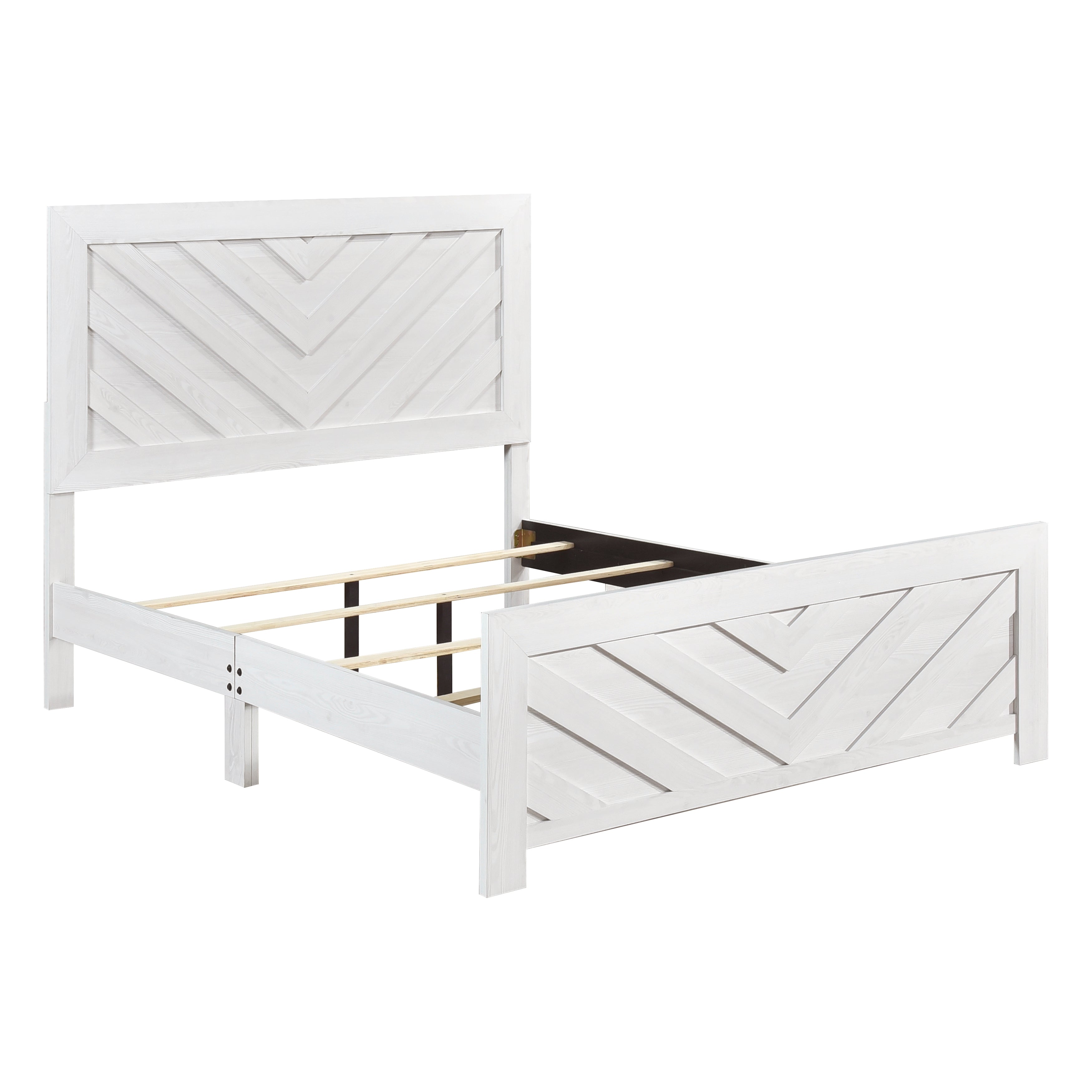 Corbin White V-Pattern Full Panel Bed from Homelegance - Luna Furniture
