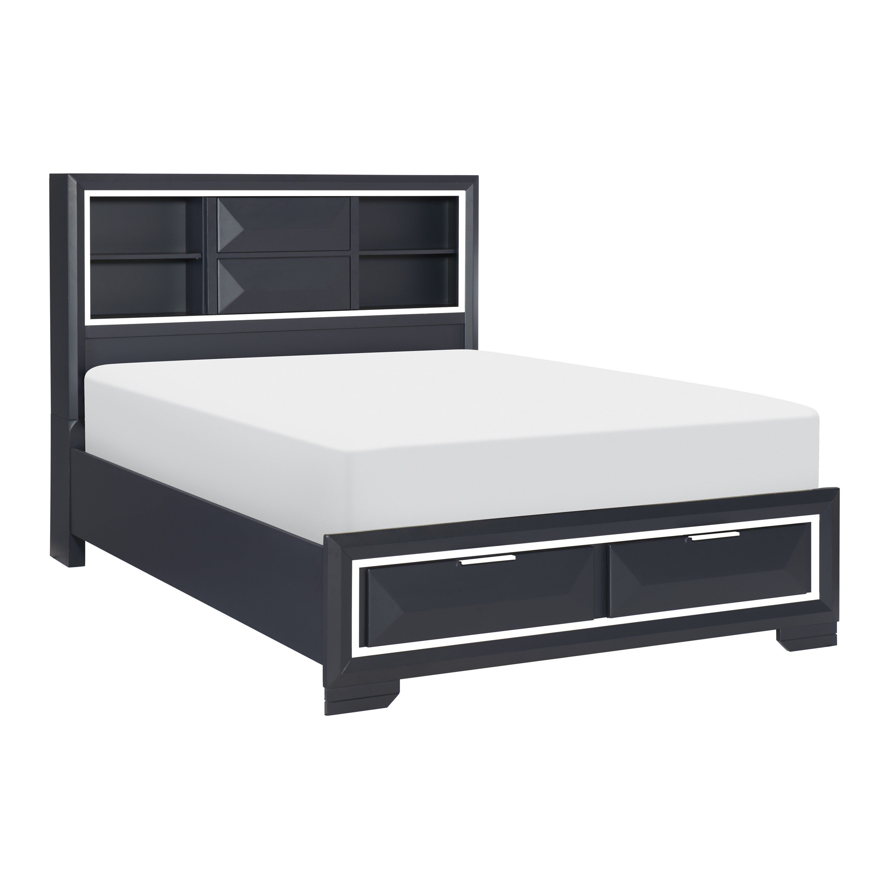 Rosemont Midnight Blue Queen Storage Platform Bed from Homelegance - Luna Furniture