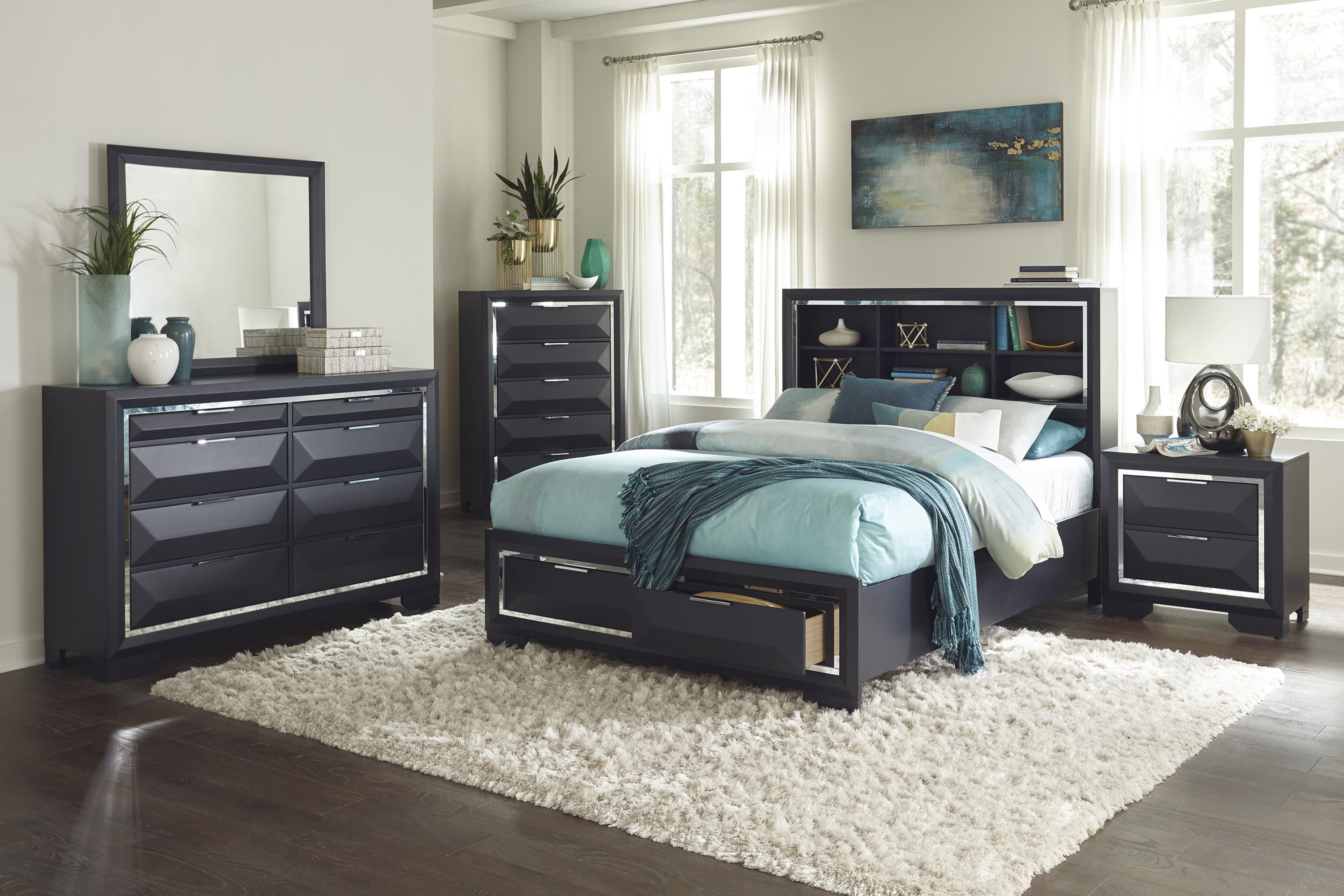 Rosemont Midnight Blue Storage Platform Bedroom Set from Homelegance - Luna Furniture