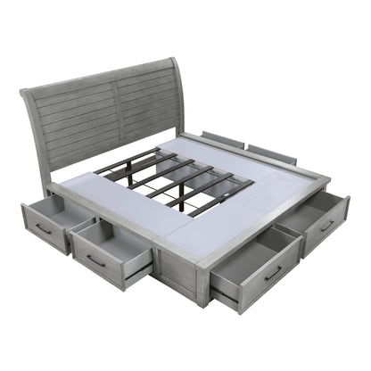 Logandale Antique Gray Queen Sleigh Storage Platform Bed from Homelegance - Luna Furniture