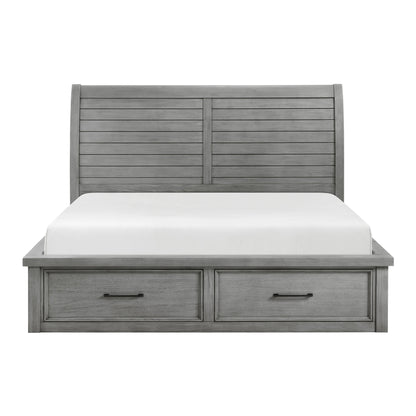 Logandale Antique Gray Queen Sleigh Storage Platform Bed from Homelegance - Luna Furniture