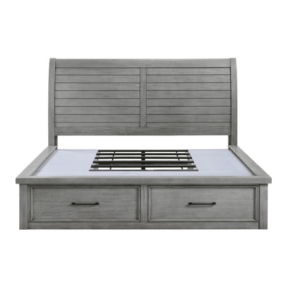 Logandale Antique Gray Queen Sleigh Storage Platform Bed from Homelegance - Luna Furniture