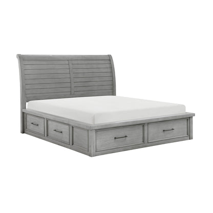 Logandale Antique Gray Queen Sleigh Storage Platform Bed from Homelegance - Luna Furniture