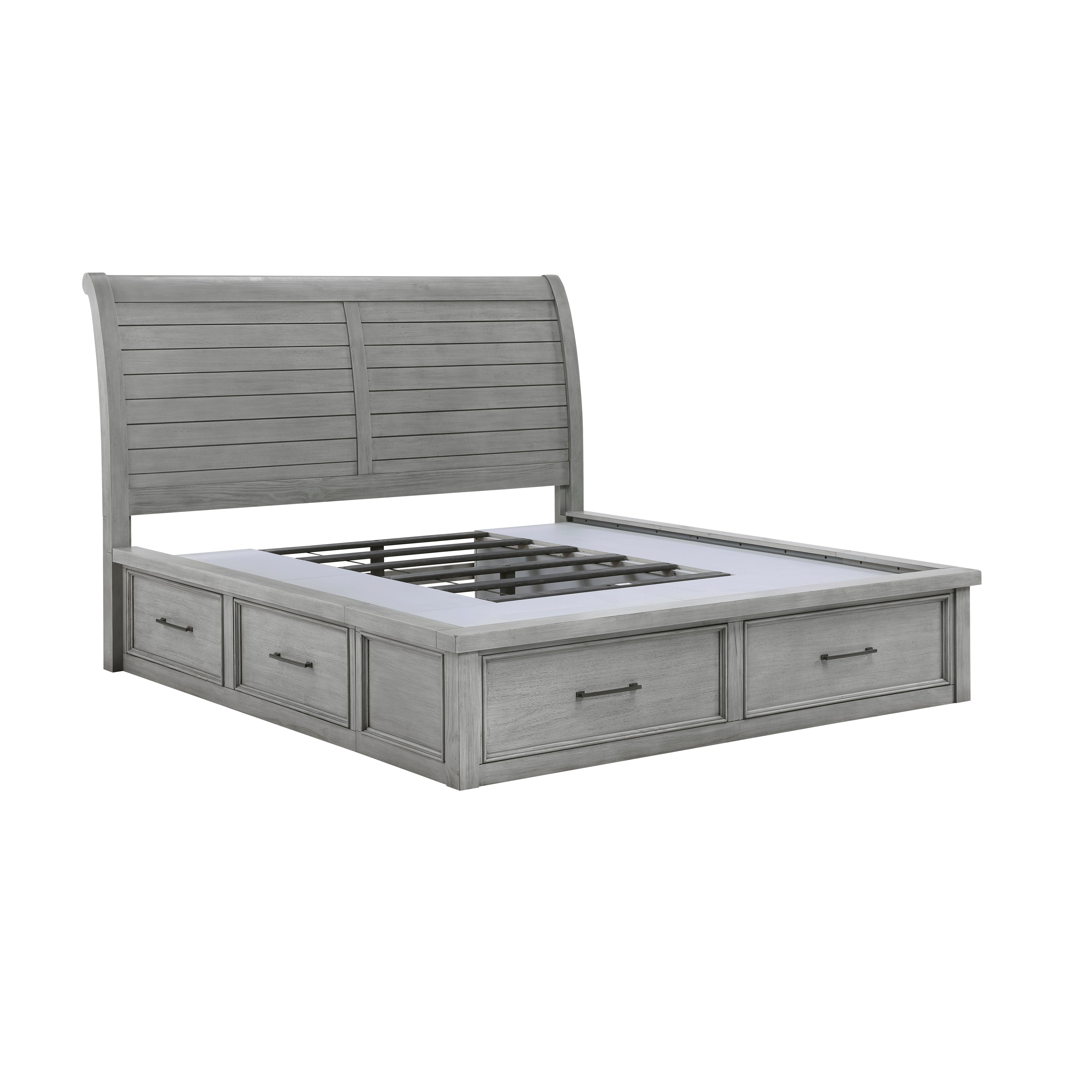 Logandale Antique Gray Queen Sleigh Storage Platform Bed from Homelegance - Luna Furniture