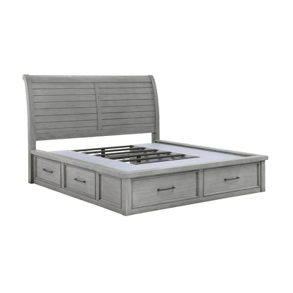 Logandale Antique Gray Queen Sleigh Storage Platform Bed from Homelegance - Luna Furniture