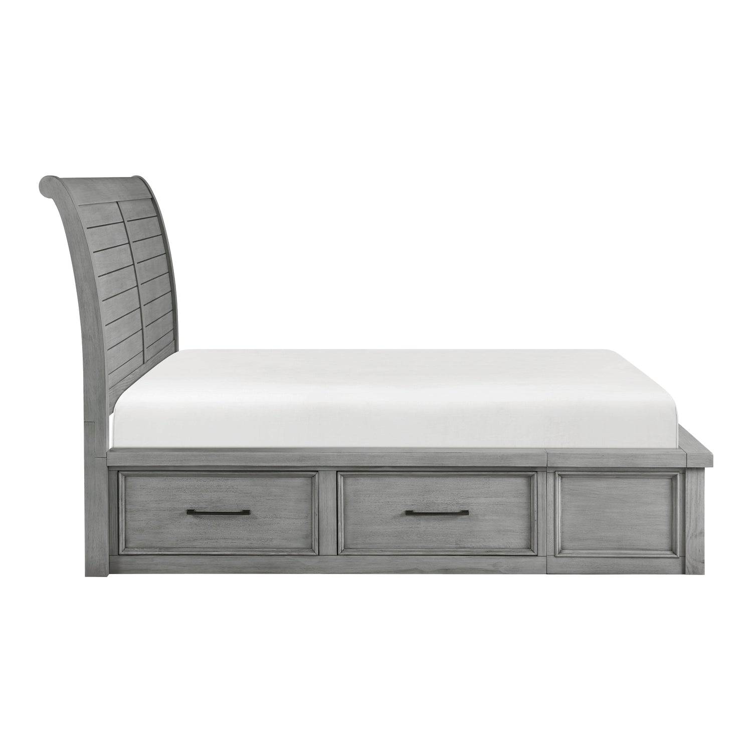 Logandale Antique Gray Queen Sleigh Storage Platform Bed from Homelegance - Luna Furniture