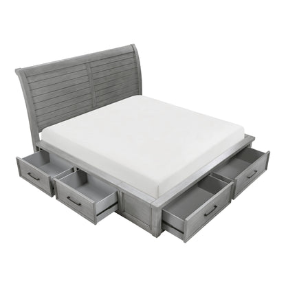 Logandale Antique Gray Queen Sleigh Storage Platform Bed from Homelegance - Luna Furniture