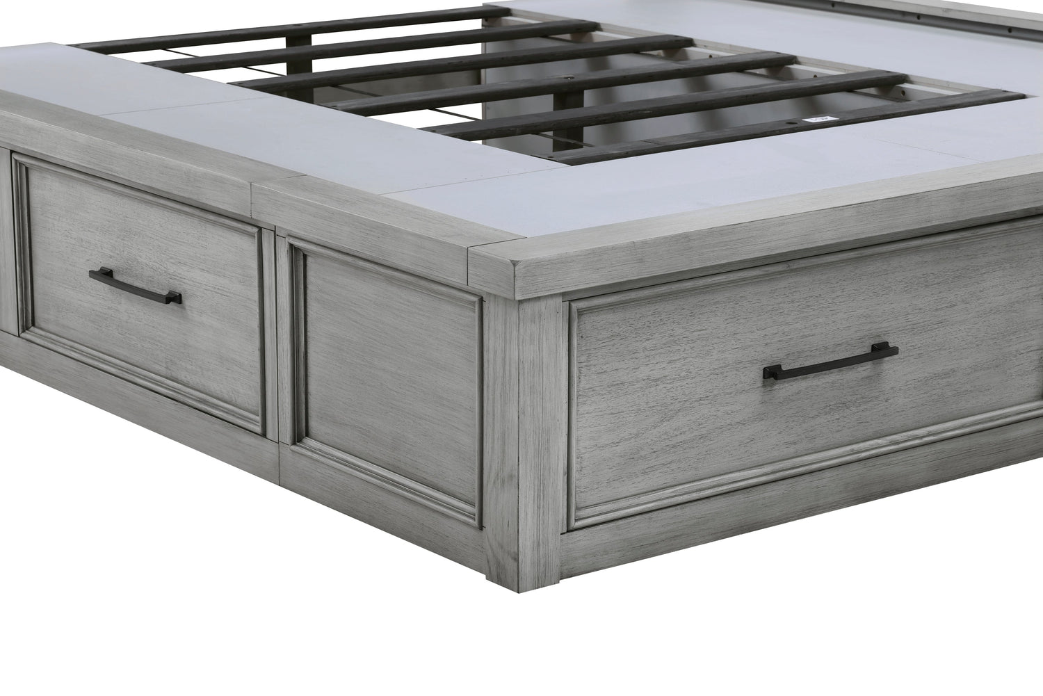 Logandale Antique Gray King Sleigh Storage Platform Bed from Homelegance - Luna Furniture