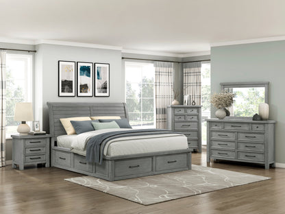 Logandale Antique Gray King Sleigh Storage Platform Bed from Homelegance - Luna Furniture