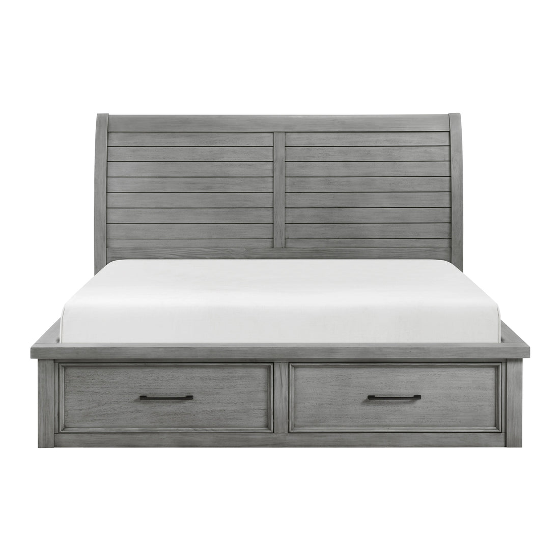 Logandale Antique Gray King Sleigh Storage Platform Bed from Homelegance - Luna Furniture