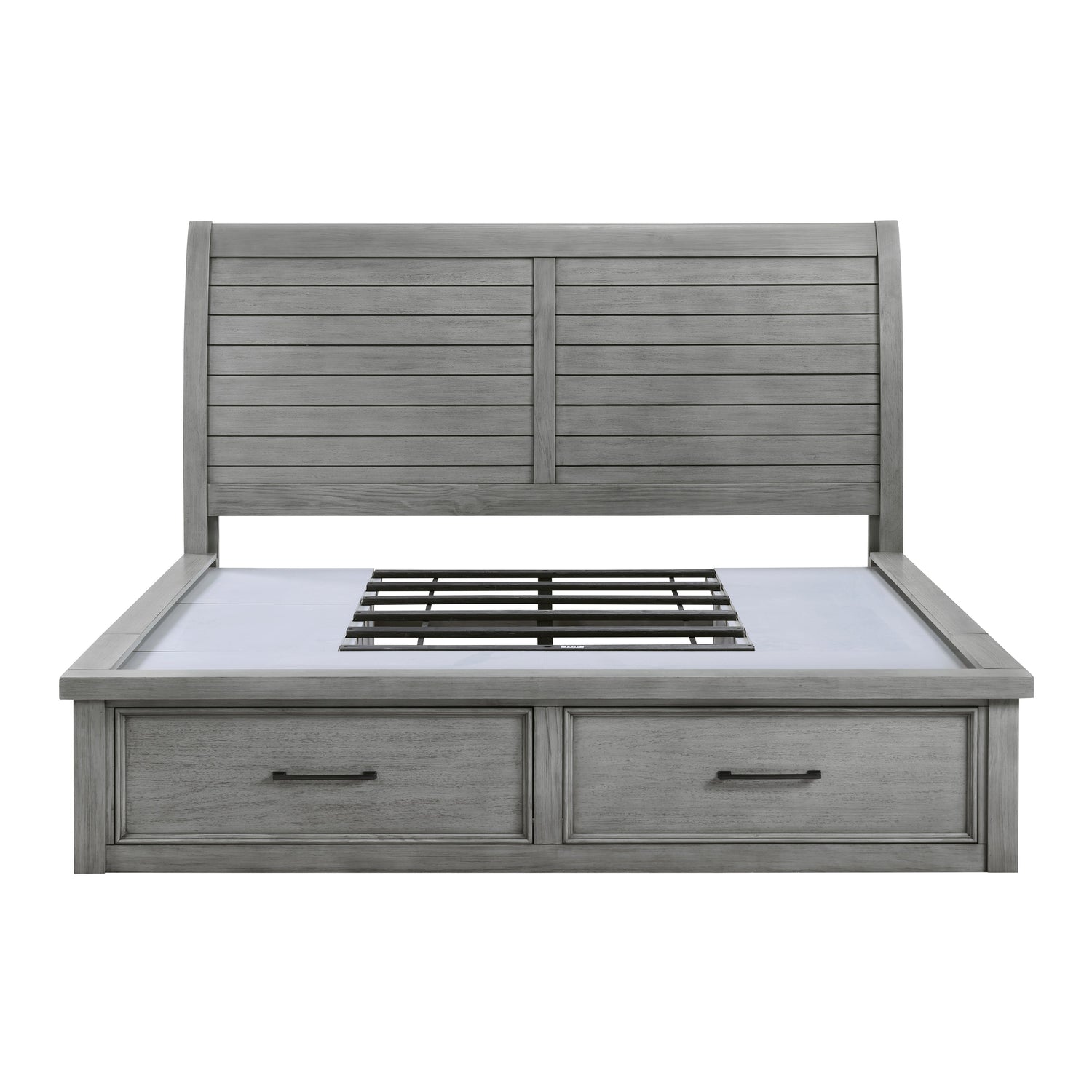 Logandale Antique Gray King Sleigh Storage Platform Bed from Homelegance - Luna Furniture