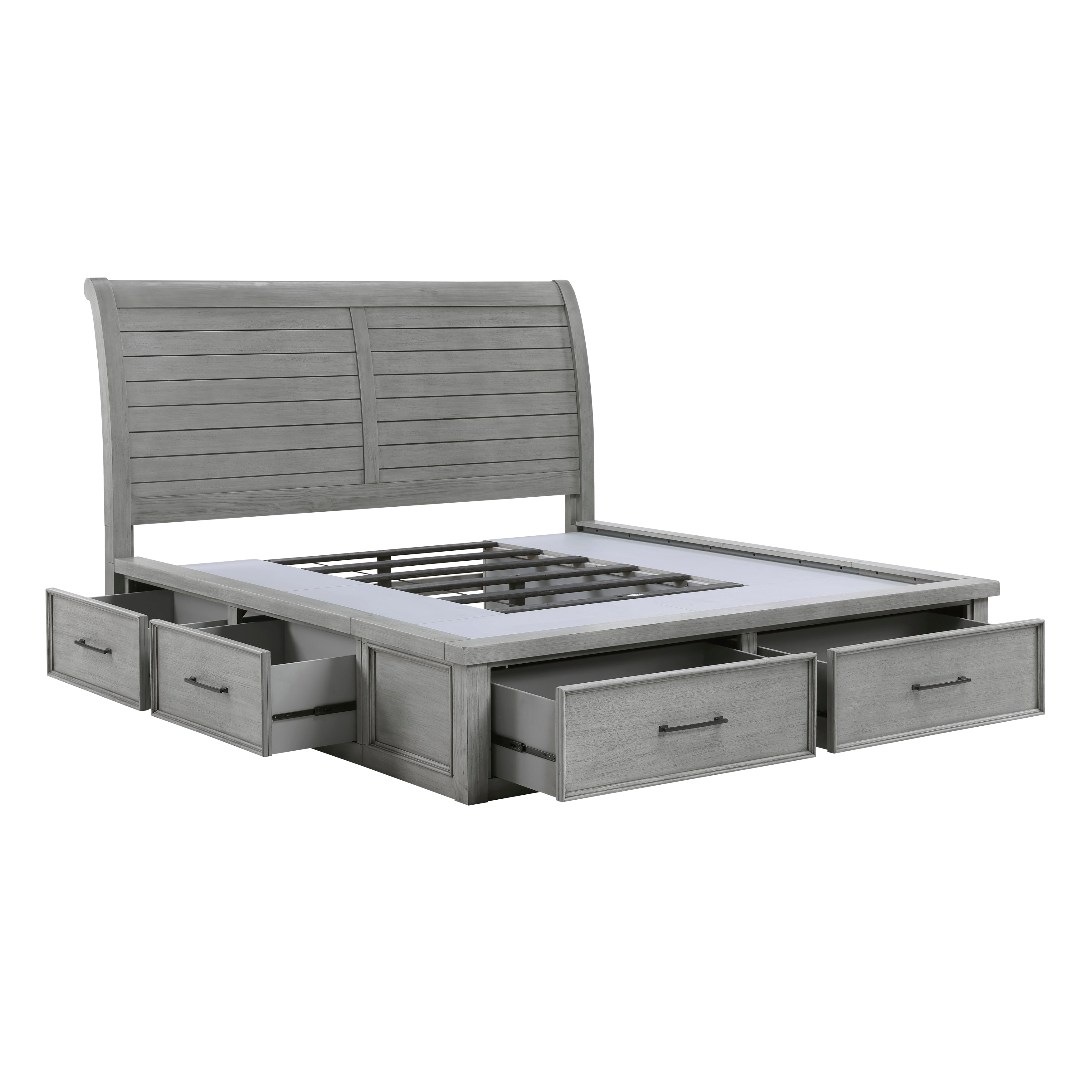 Logandale Antique Gray Sleigh Storage Platform Bedroom Set from Homelegance - Luna Furniture