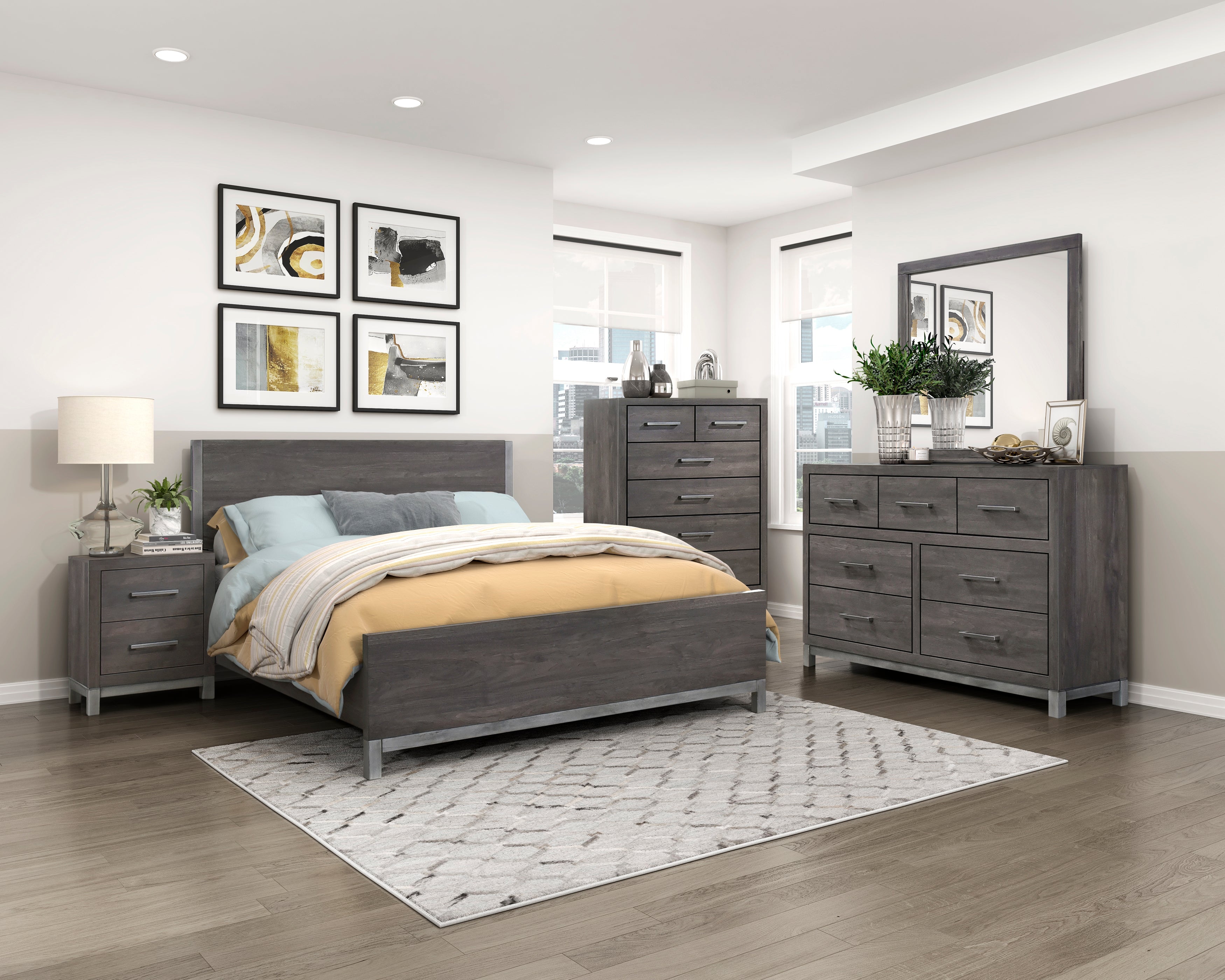 Zephyr Brownish Gray Queen Panel Bed from Homelegance - Luna Furniture
