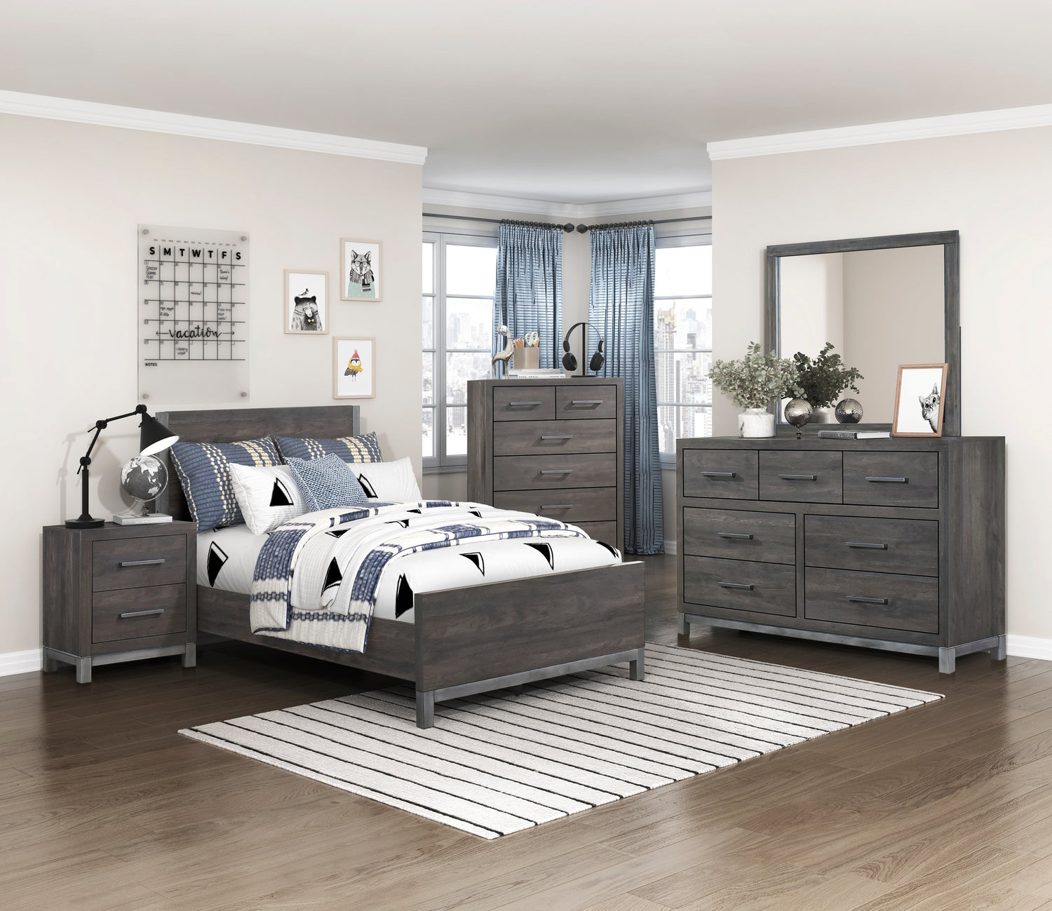 Zephyr Brownish Gray Twin Panel Bed from Homelegance - Luna Furniture