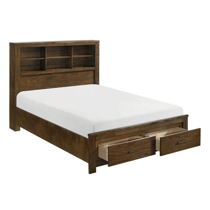 Sullivan Brown Queen Bookcase Storage Platform Bed from Homelegance - Luna Furniture