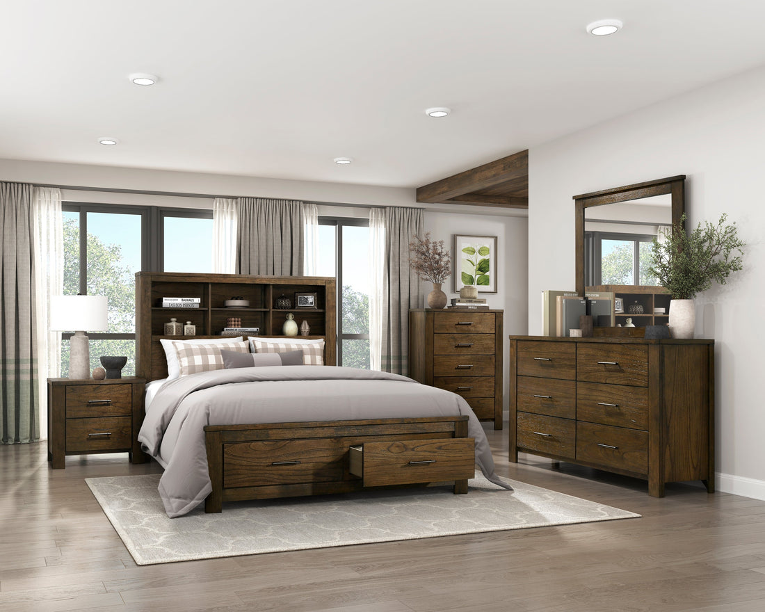 Sullivan Brown Bookcase Storage Platform Bedroom Set from Homelegance - Luna Furniture