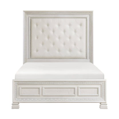 Theodora Pearl White King Panel Bed from Homelegance - Luna Furniture