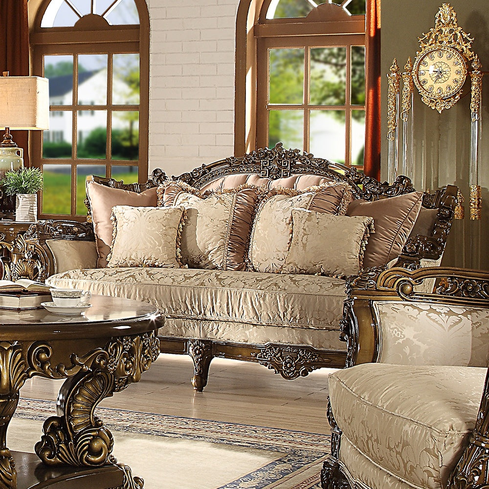 HD-1609 Metallic Antique Gold/Perfect Brown Loveseat