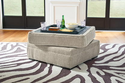 Calnita Sisal Oversized Swivel Chair and Ottoman -  Ashley - Luna Furniture
