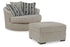 Calnita Sisal Oversized Swivel Chair and Ottoman -  Ashley - Luna Furniture