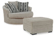 Calnita Sisal Oversized Swivel Chair and Ottoman -  Ashley - Luna Furniture