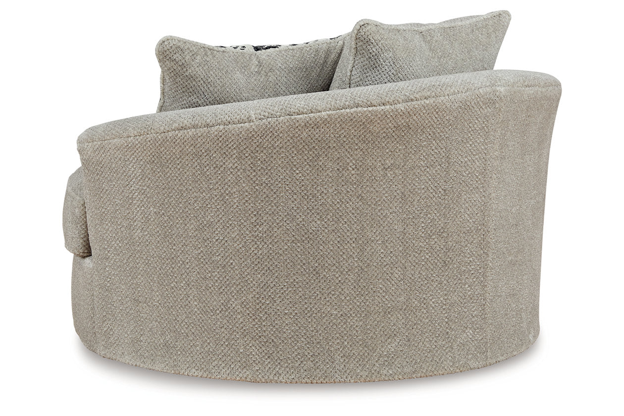 Calnita Sisal Oversized Swivel Chair and Ottoman -  Ashley - Luna Furniture
