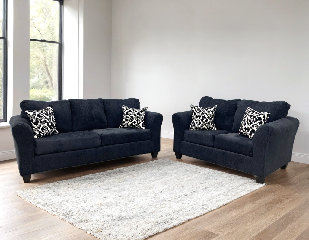 210 BLACK - 2PC Sofa and Loveseat Set - 210 Black