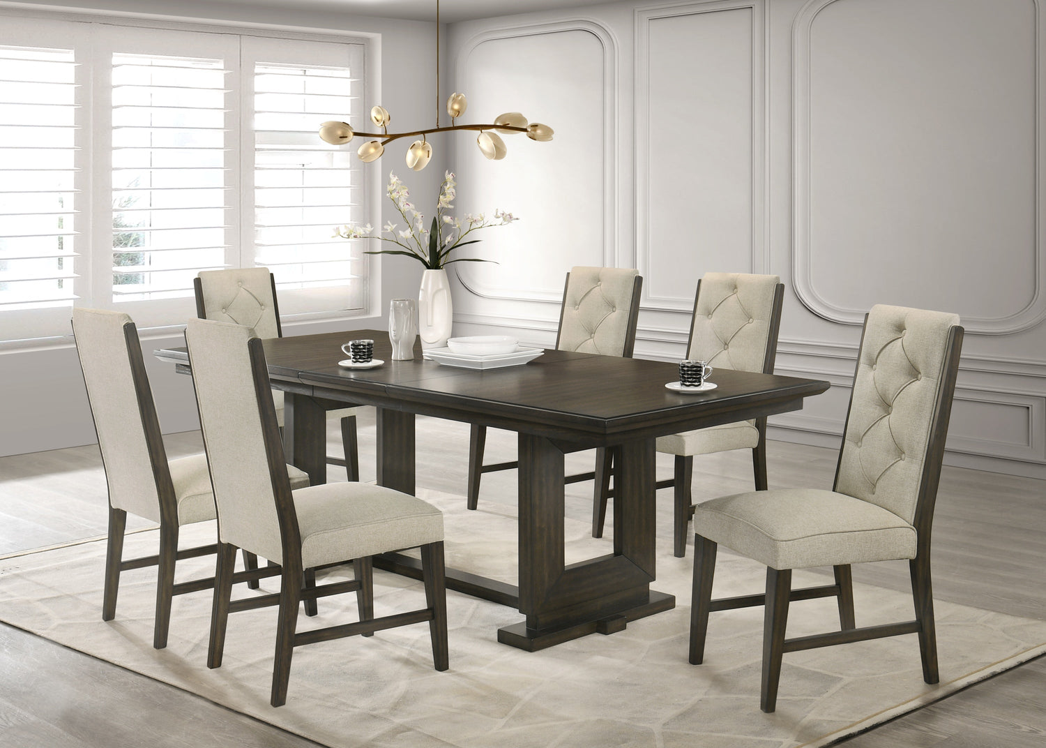 Herbert Espresso/Beige Extendable Dining Set from Crown Mark - Luna Furniture