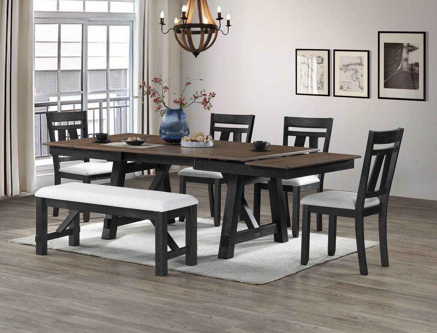 Maribelle Wheat Charcoal Extendable Dining Table from Crown Mark - Luna Furniture