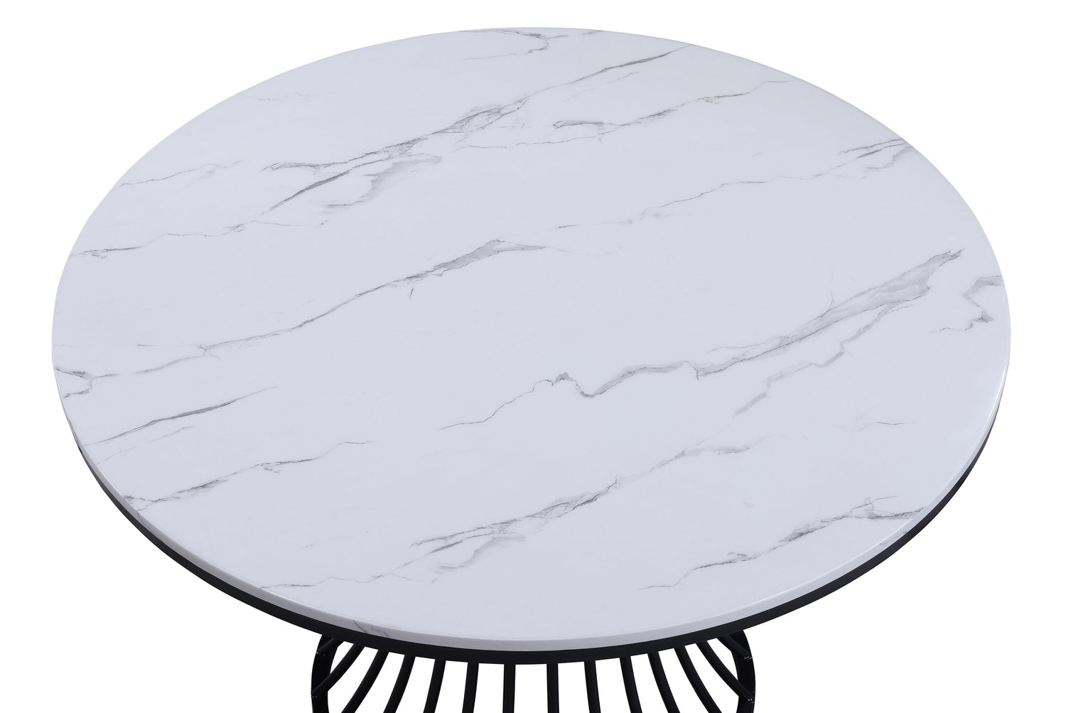 Hadley Black/White Faux Marble Top Round Dining Set from Crown Mark - Luna Furniture