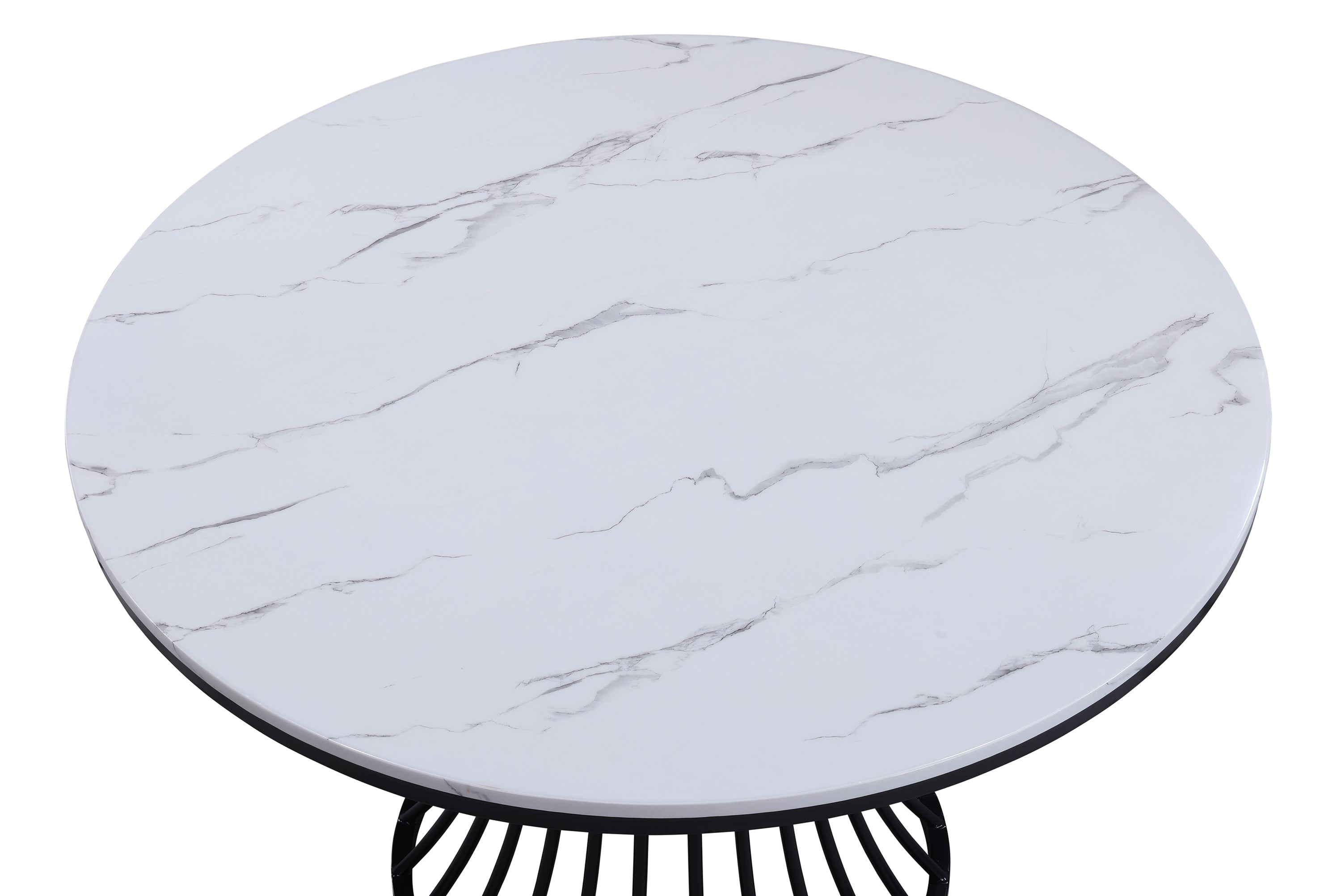 Hadley Black Faux Marble Top Round Dining Table from Crown Mark - Luna Furniture
