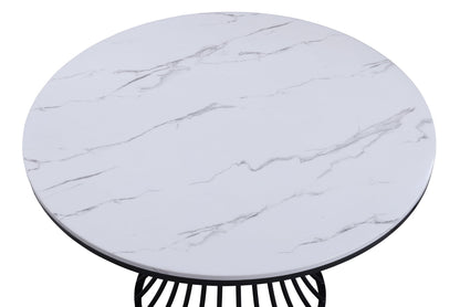 Hadley Black Faux Marble Top Round Dining Table from Crown Mark - Luna Furniture