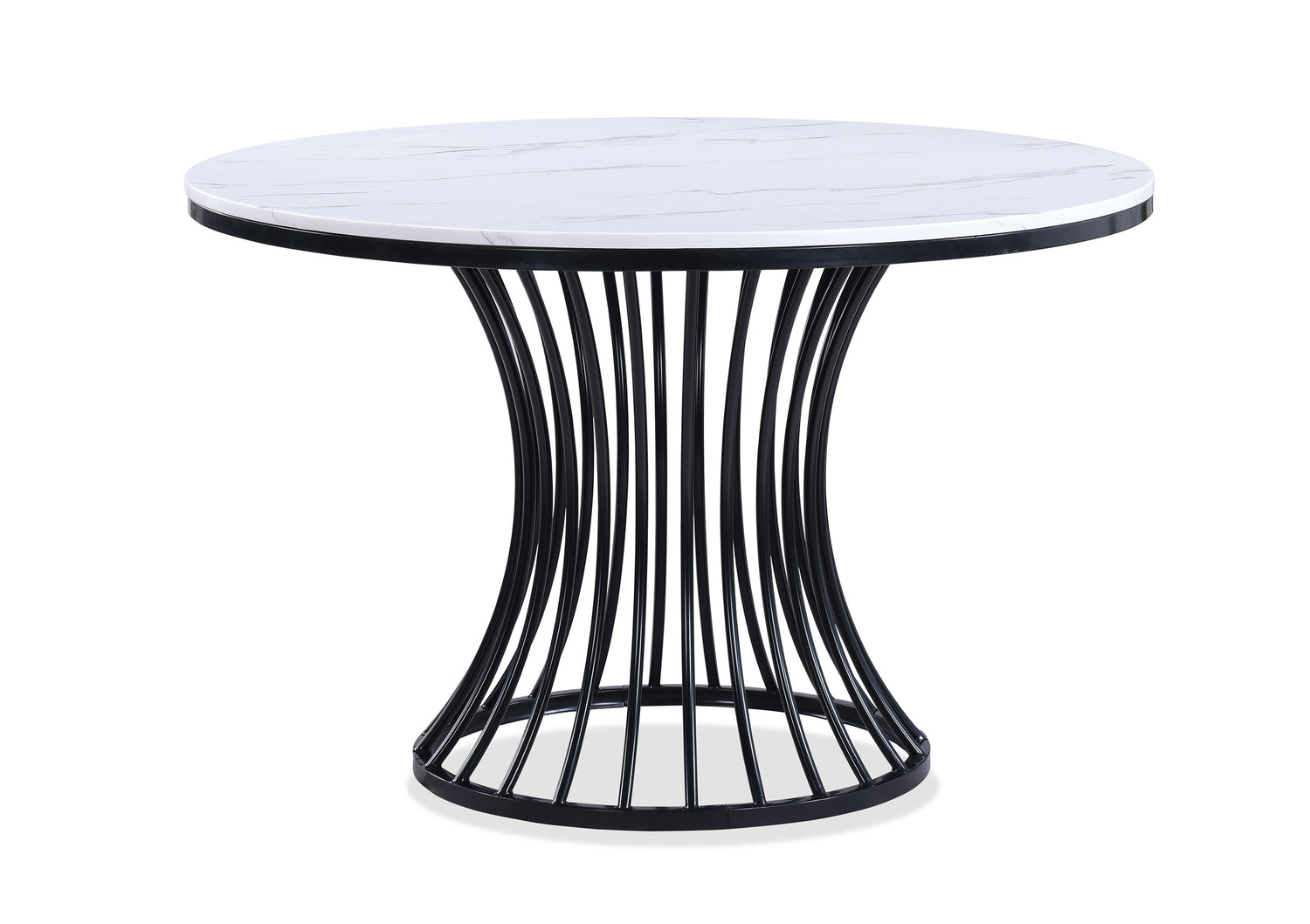 Hadley Black/White Faux Marble Top Round Dining Set from Crown Mark - Luna Furniture