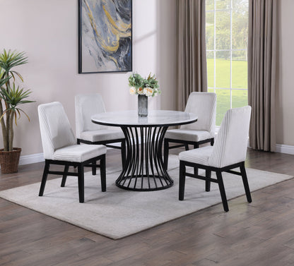 Hadley Black Faux Marble Top Round Dining Table from Crown Mark - Luna Furniture