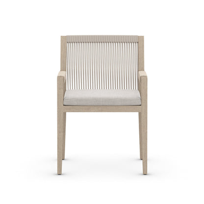 Sherwood Outdoor Dining Armchair, Washed Brown in Venao Grey