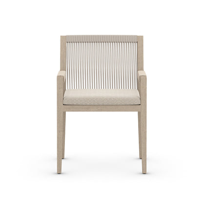 Sherwood Outdoor Dining Armchair, Washed Brown in Faye Sand