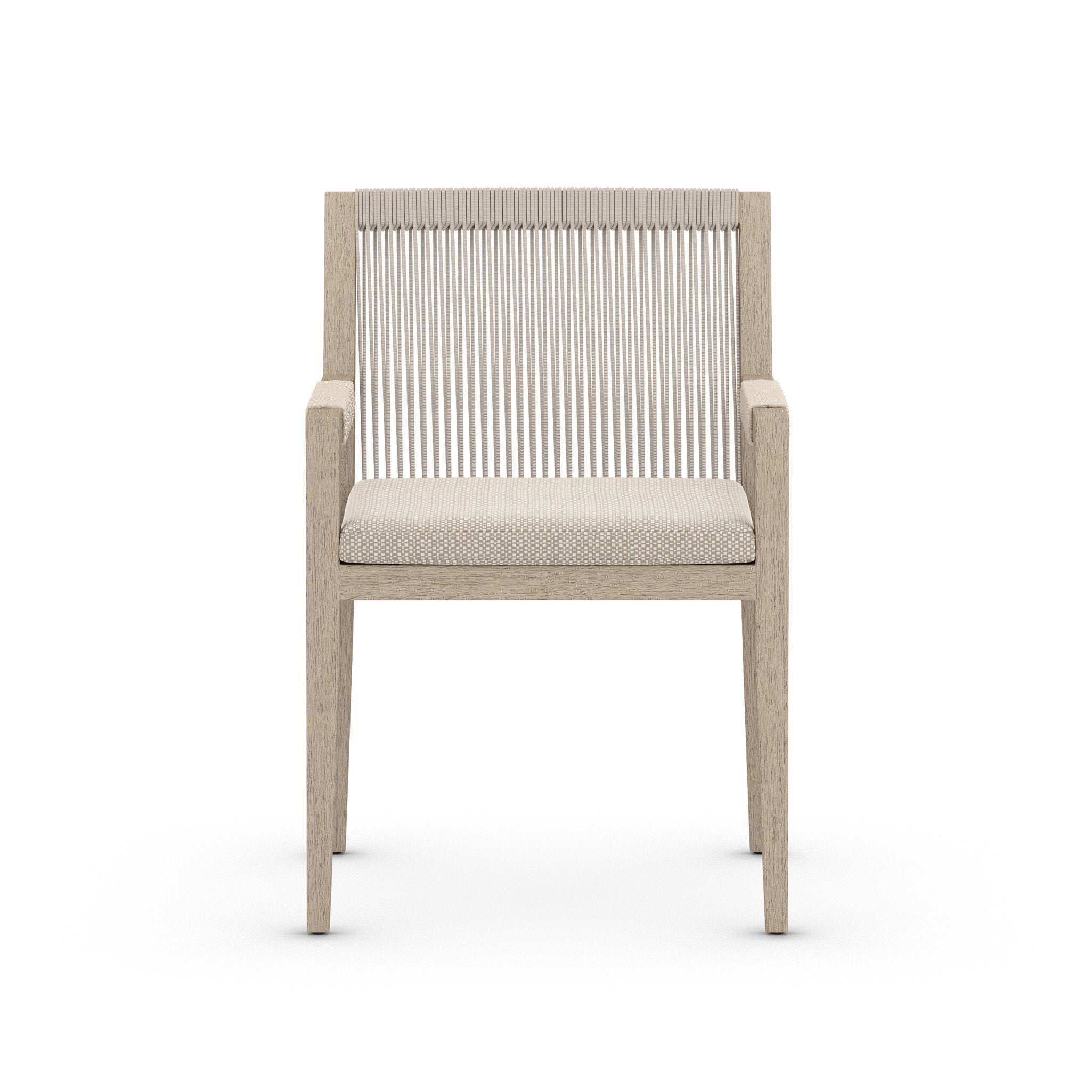 Sherwood Outdoor Dining Armchair, Washed Brown in Faye Sand