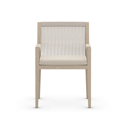 Sherwood Outdoor Dining Armchair, Washed Brown in Faye Sand