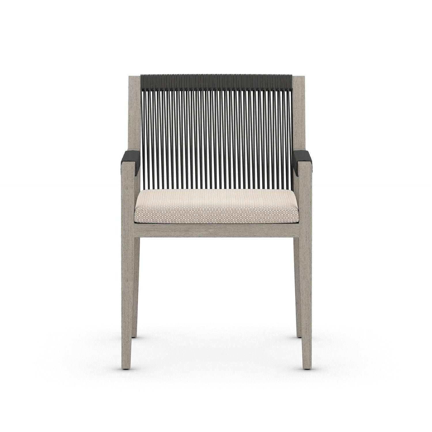 Sherwood Outdoor Dining Armchair, Weathered Grey in Faye Sand
