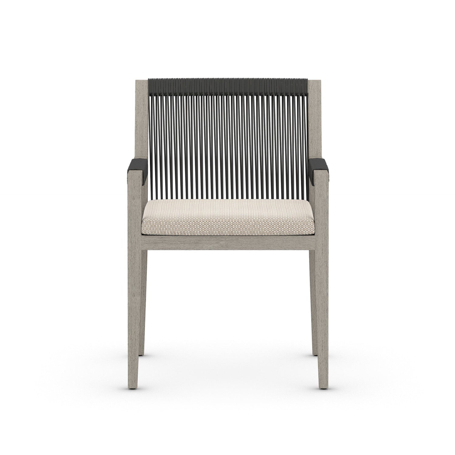 Sherwood Outdoor Dining Armchair, Weathered Grey in Faye Sand