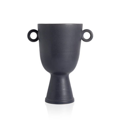 Anillo Wide Vase in Matte Black Ceramic